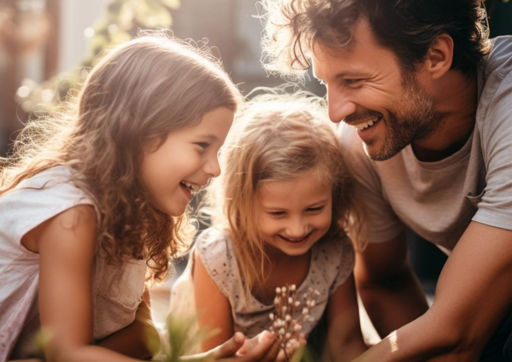 promuovere l'autostima dei figli padre con due bambine