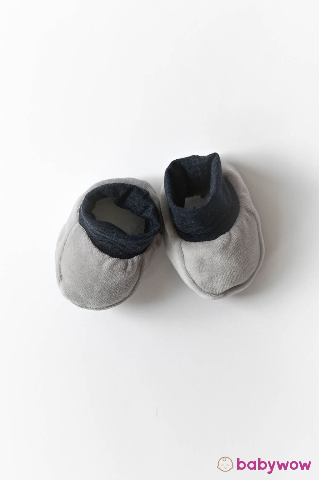 Chenille slippers grey & blue