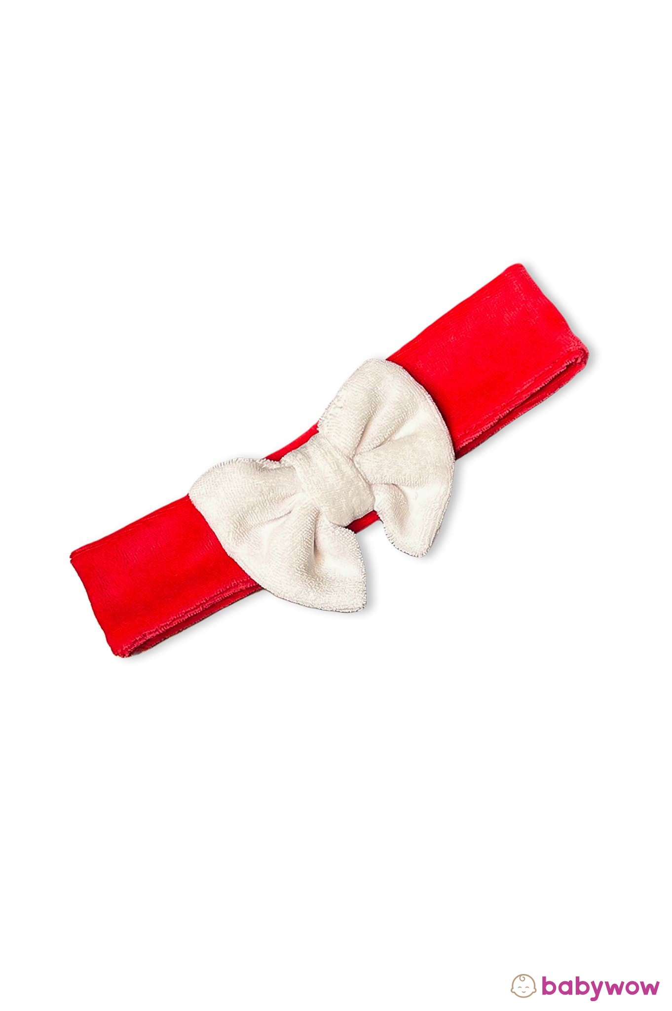Fascia rossa Fascetta ciniglia rosso fiocco bianco
